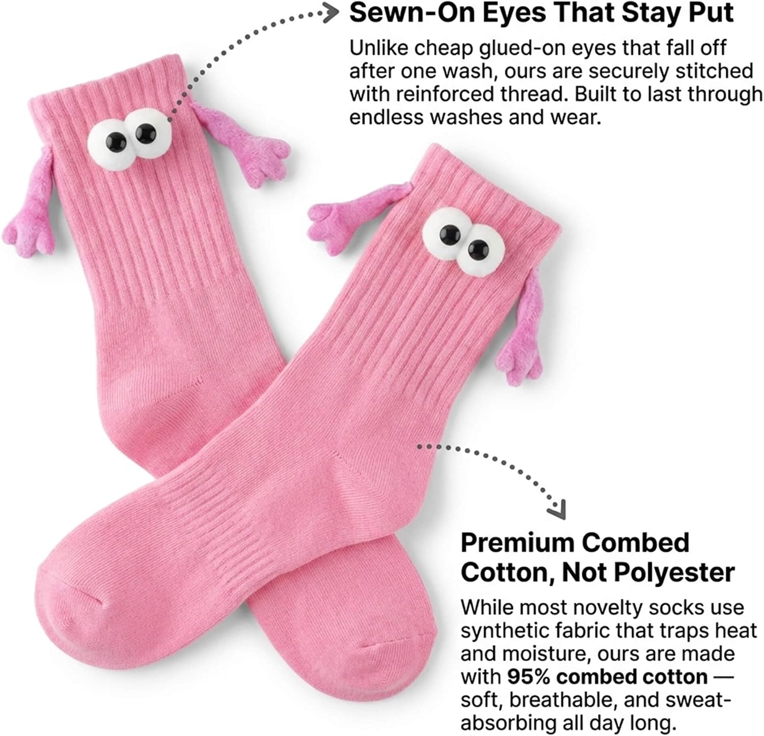 Magnetic Holding Hands Socks, Funny Crazy 3D Doll Cotton Socks, Silly Fun Matching Novelty Gift Couple Friends image 5