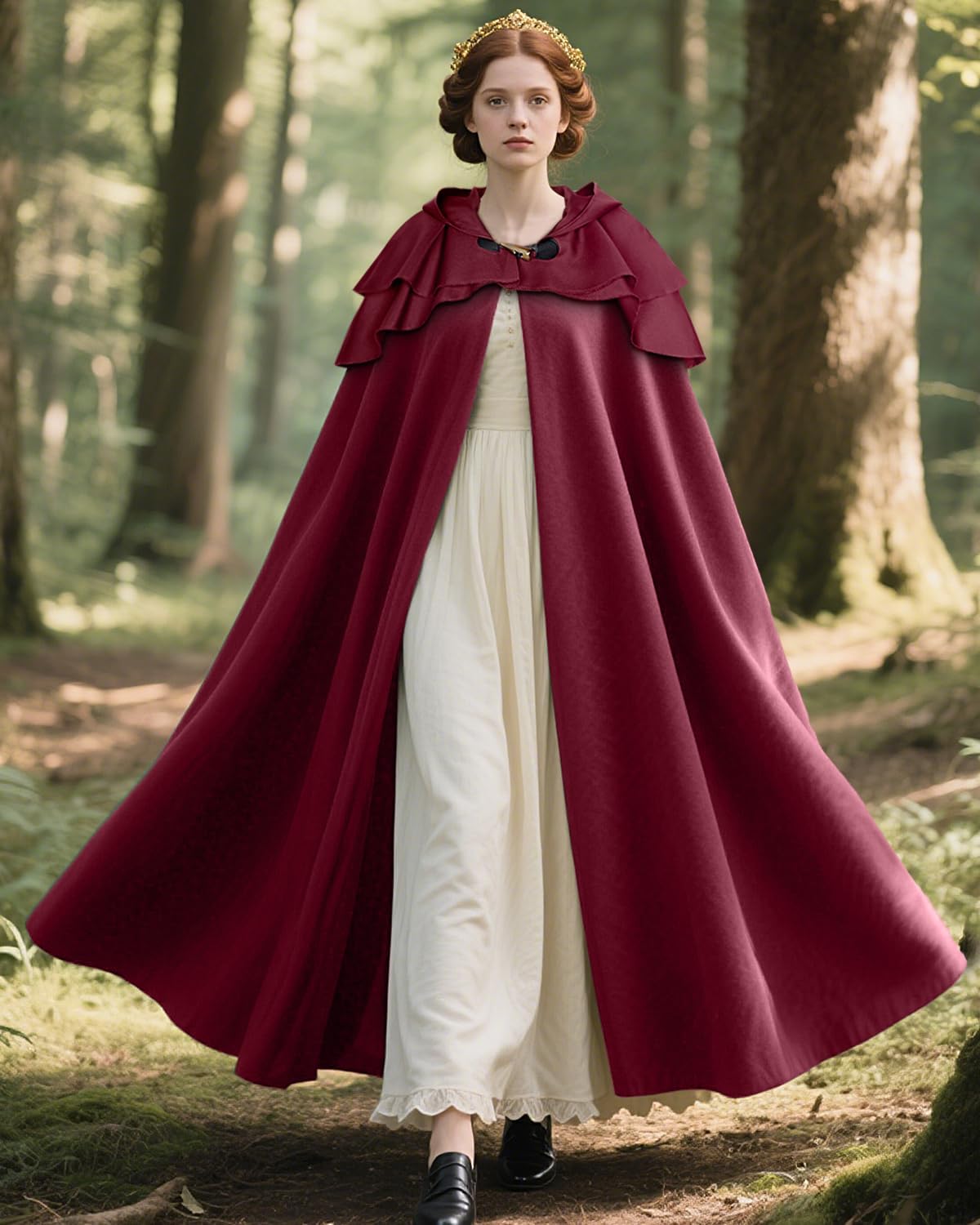 Joukavor Renaissance Hooded Cloak for Women Men Adult Medieval Cape for Renfaire - Image 7