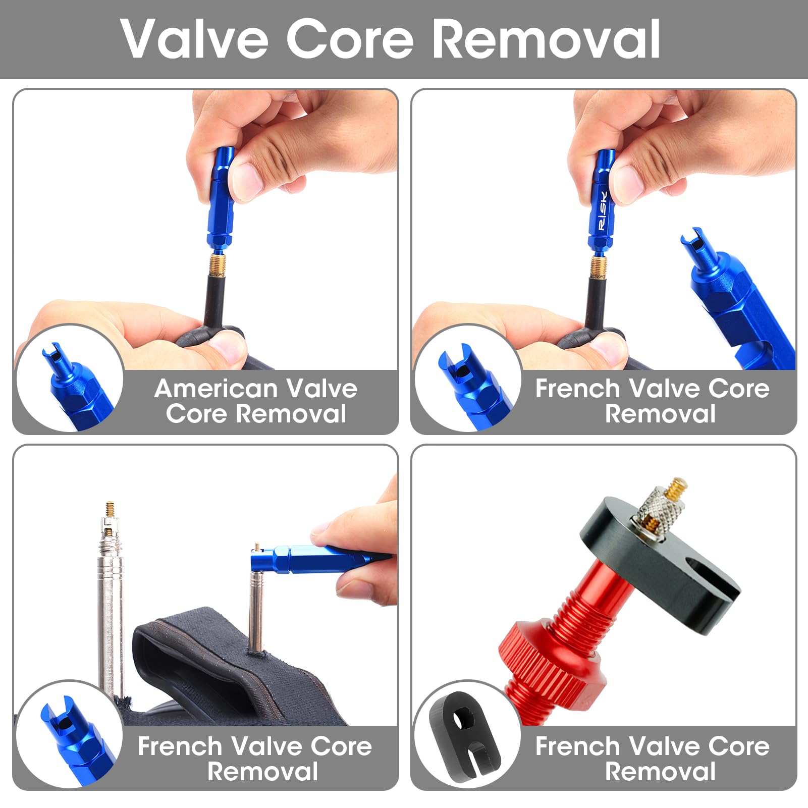 Kit De 12 Pièces Pour Valves Tubeless VTT – Noyaux Presta, Outil Démonte-obus, Adaptateurs Pompe – Réparation Universelle