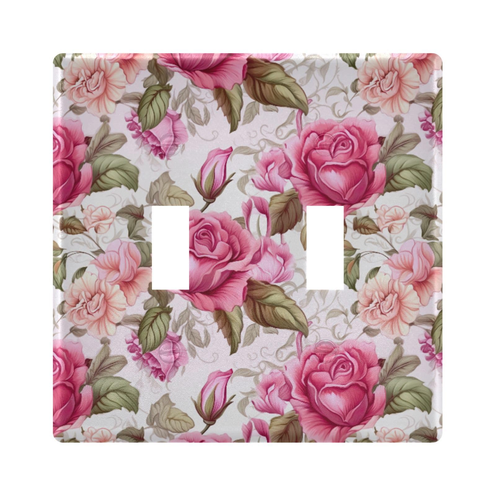 UMIRIKO Pink Rose Flower Light Switch Cover Plate Covers Decorative Double Toggle Home Decor 202a8742