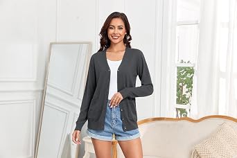 TASAMO Cardigan Sweaters for Women Lightweight Fall Outfits with Pockets