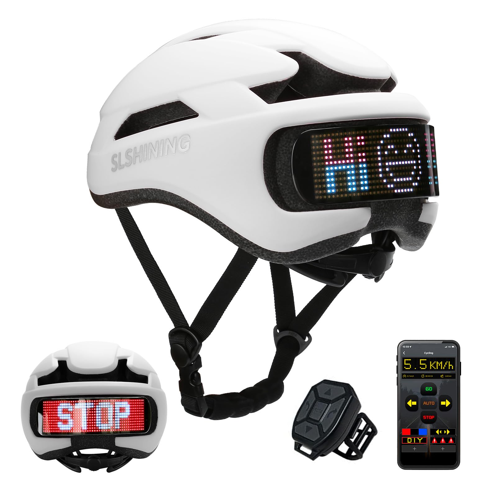 Casco da ciclismo con display a LED personalizzabile, casco da bici da strada e mountain bike con 8 prese d'aria e cinturino regolabile, fodera in EPS leggero, casco da bicicletta MTB
