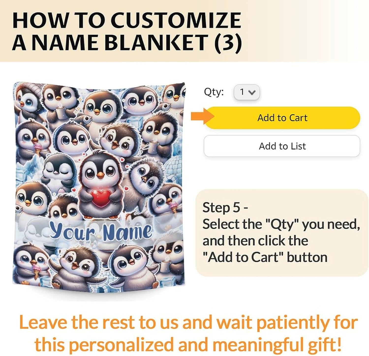 Personalized Penguin Blanket Gift with Name for Girls Boys, Soft & Cozy Throw Blanket for Kids Teens Adults, Custom 60 * 80 Inch Fuzzy Throws for Sofa Couch Bed