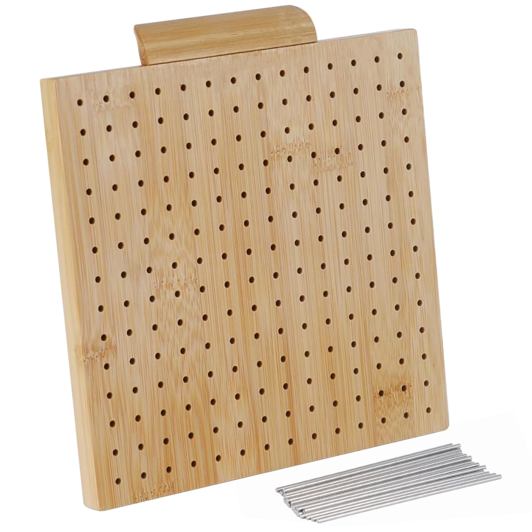 Planche de blocage au crochet de haute précision en bois naturel et tiges en acier inoxydable