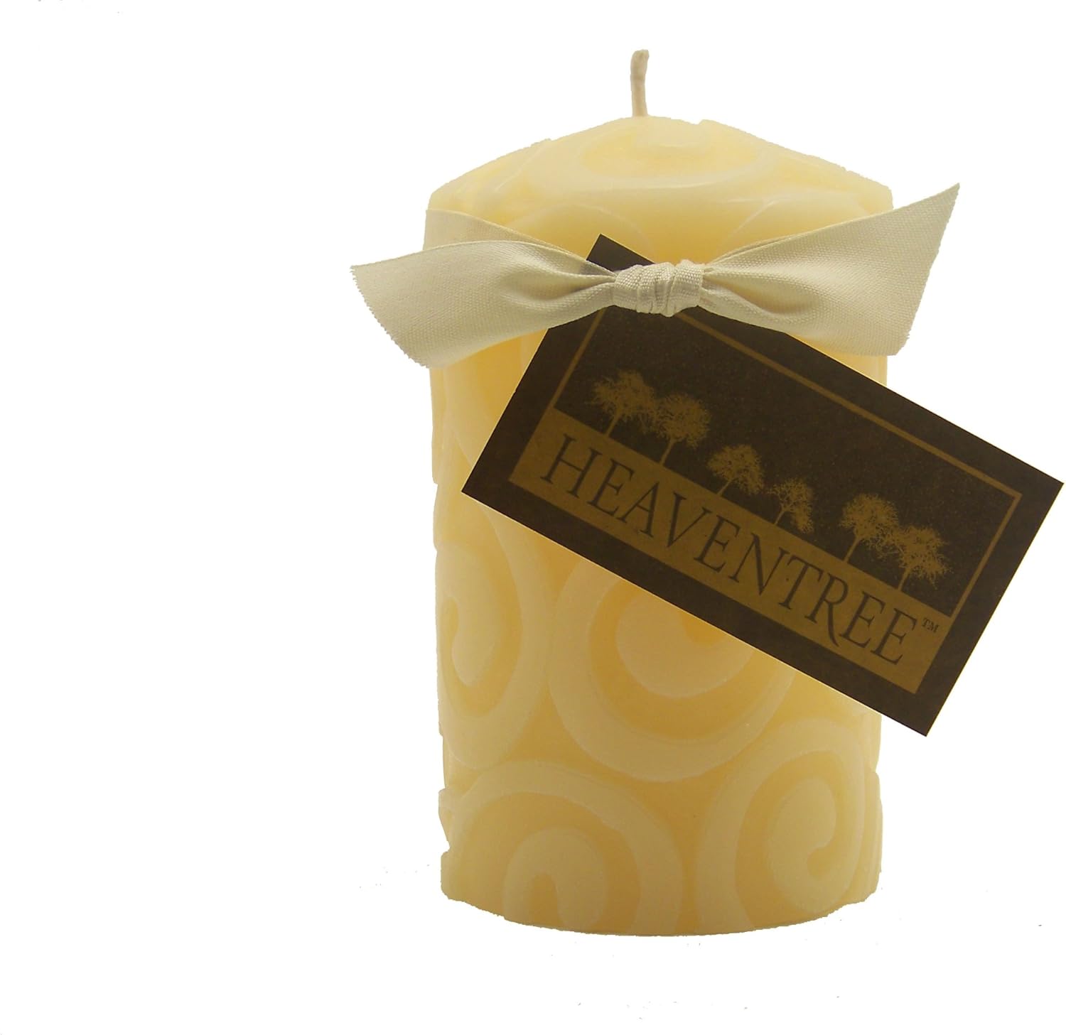 Heaventree SW3501 3 by 5 Round Swirl Pillar Candle, Ivory