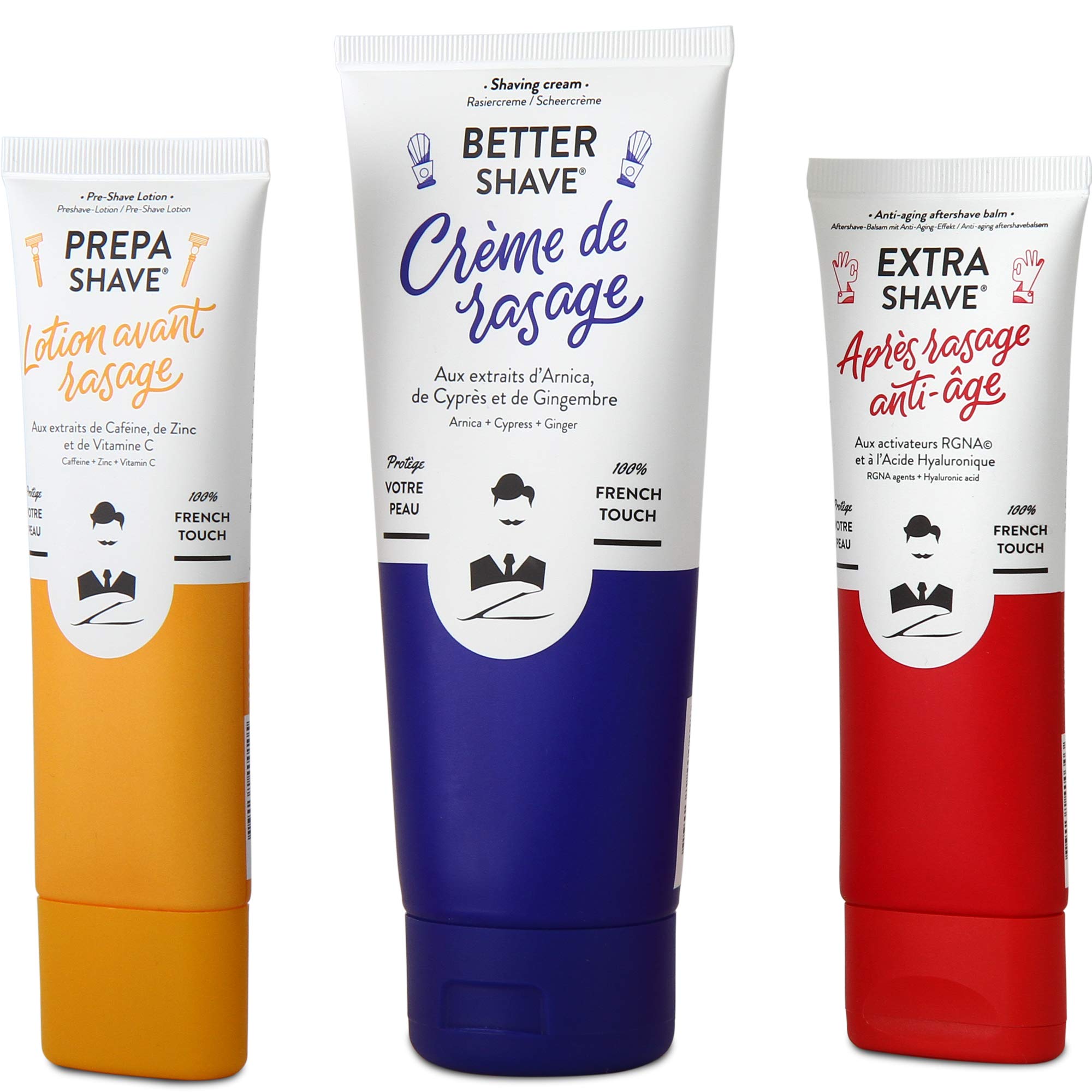 Kit de Rasage Lotion Avant-Rasage 75mL Crème de Rasage 100mL Baume Après-Rasage Anti-Age 75mL
