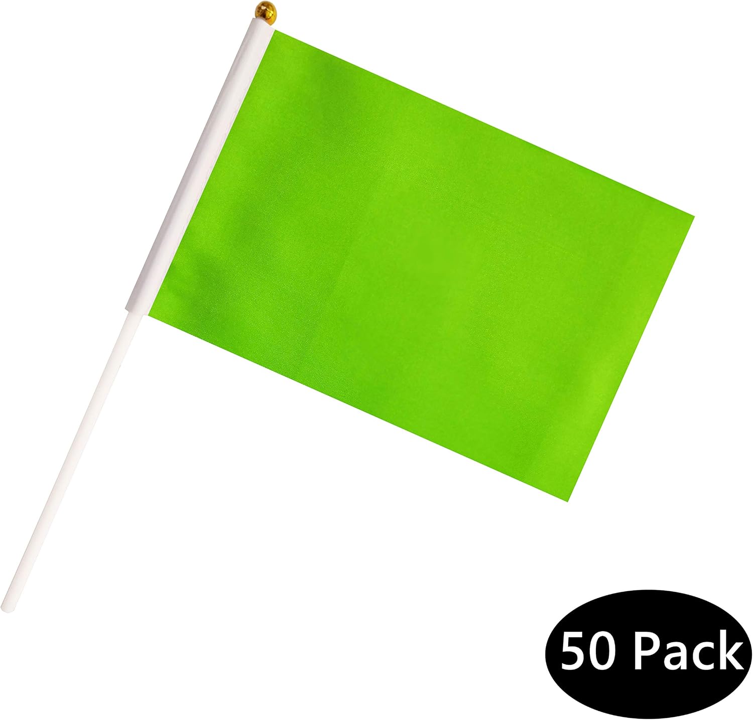Green Stick Flags,50 Pack Hand Held Small Mini Solid Flag On Stick,5x8 Inch Outdoor Decoration,Party Decorations,Supplies for Parades, Festival Events Celebration (Green) image 3