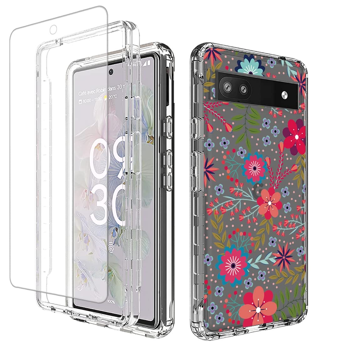 WXPPJ Coque + Verre Trempé pour Google Pixel 6a, 360° Anti-Rayures Gel Silicone TPU Souple Housse Etui de Protection avec 1 Pièces Protecteur d'écran pour Google Pixel 6a (6,1) - WM85 WXPPJ Coque + Verre Trempé pour Google Pixel 6a, 360° Anti-Rayures Gel Silicone TPU Souple Housse Etui de Protection avec 1 Pièces Protecteur d'écran pour Google Pixel 6a (6,1) - WM85