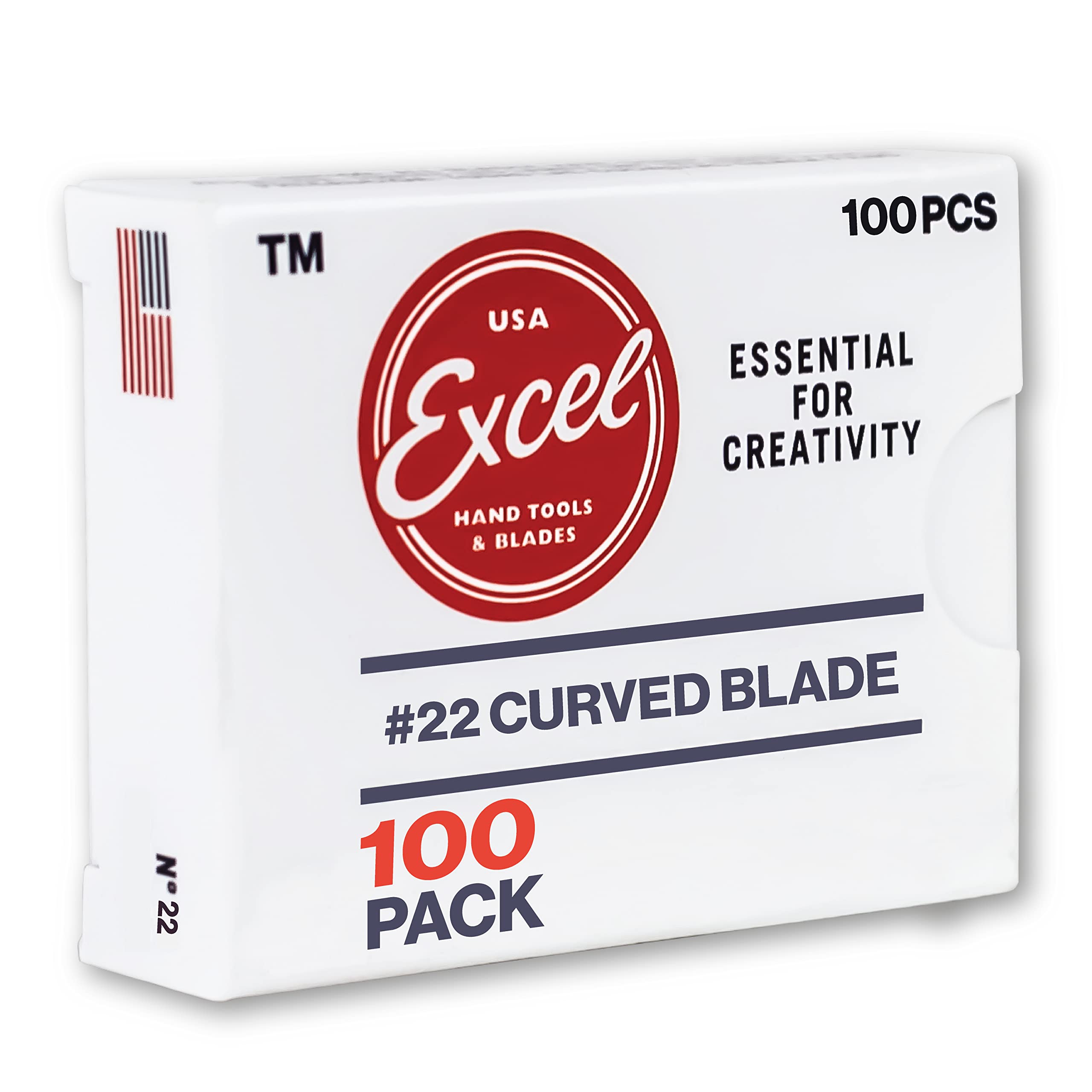 Excel Blades 100 cuchillas de repuesto para cuchillos de manualidades, #22 de acero de alto carbono, cuchillas curvadas de repuesto para corte de precisión, profesionales, pasatiempos y manualidades