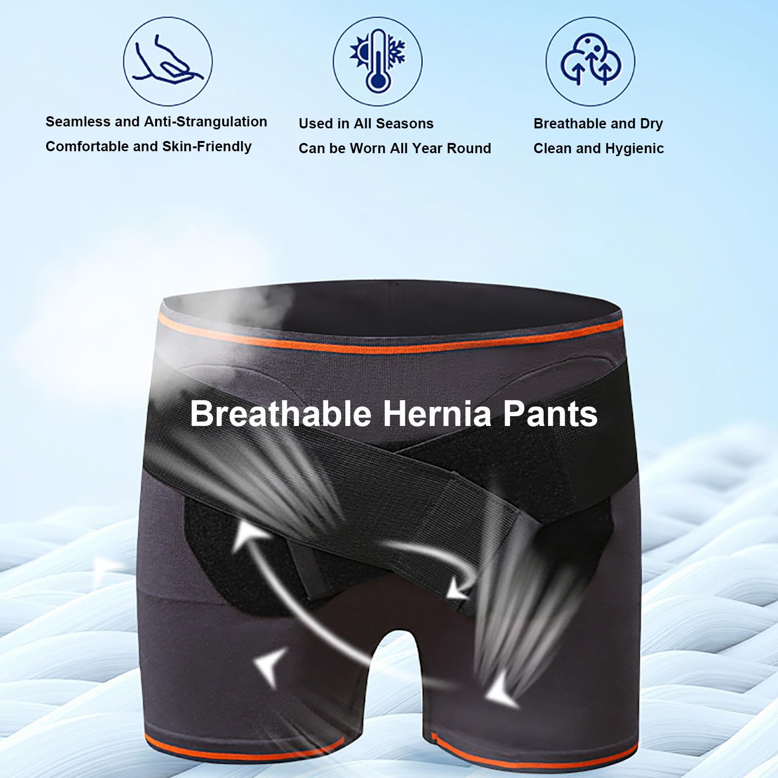 Ropa Interior para Hernias para Hombre, Braguero Hernia Inguinal Hombre con 2 Almohadillas de Compresión Extraíbles, Ideal para Aliviar el Dolor, Uso Discreto para Uso Diario(X-Large)