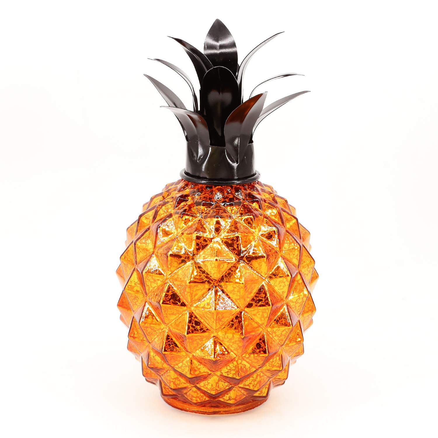 simpdecor Glass Pineapple Lamp 23cm Height Mercury Glass Pineapple Table Lamp Wireless Countertop Lamp Night Light with Timer for Dresser,Office,Kids Room,Festival Decor and Gift