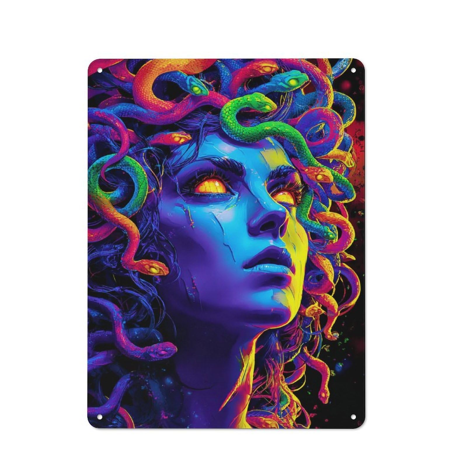 Junmoney Neon Serpent Portrait Industrial-Style Tin Sign 40X30cm For Café Or Home Bar, For Cooler-Month Interiors With Industrial Character