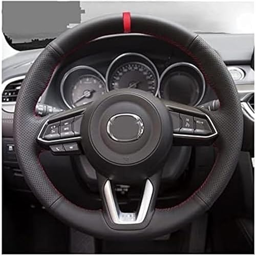 Funda para volante de automóvil para Mazda 3 para Axela 2017 2018 2019 para Mazda 6 para Atenza 2017-2019 CX-3 2018-2019 CX-9 CX-5 hilo rojo