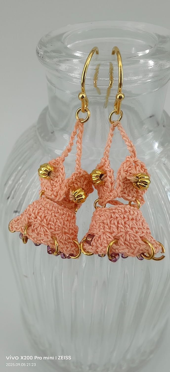Handmade Crochet Mini Swimsuit Dangle Earrings, Gold-Plated Hooks, Japanese Beads, Multiple Colors Available - Image 2