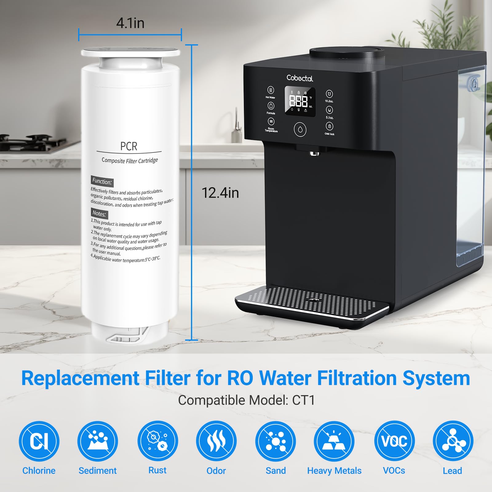Wasserfilter-Ersatz für CT1 CF01 Umkehrosmose-Wasserfiltersystem, reduziert PFAS, PFOA/PFOS, Blei, Chlor, PCR Verbundfilterkartusche (1 Packung)