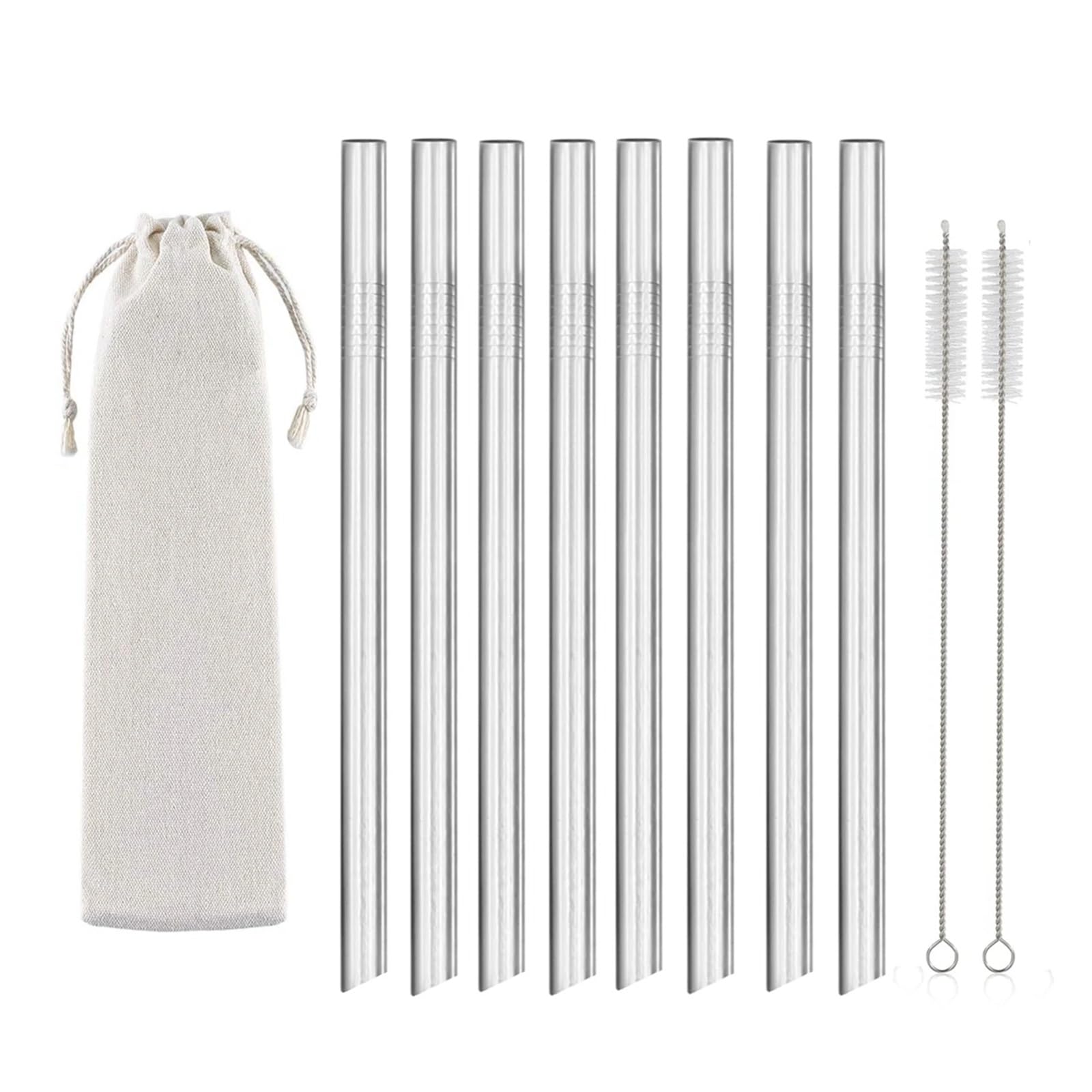 Pailles acier inoxydable 12 mm de qualité supérieure lot de 8 Silver sharp pour bubble tea