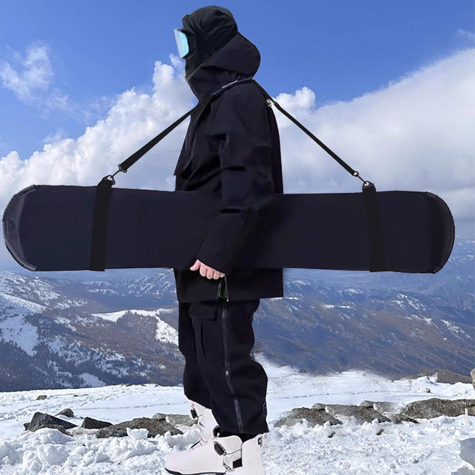 Housse de pour snowboard avec sangle ajustable, idéale pour les voyages et les loisirs créatifs. Sac de voyage élégant et souple pour le ski et autres, Noir, 155 cm