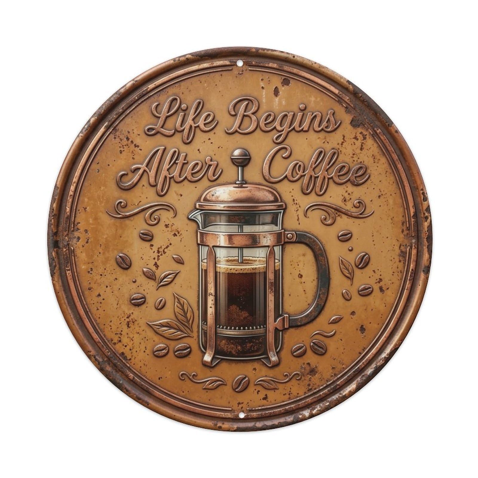 French Press Ritual Livingroom Vintage Metal Tin Sign Plaque Wall Decor for Cafe, Club Bar, Office, Garden Metal Poster 8x8Inch