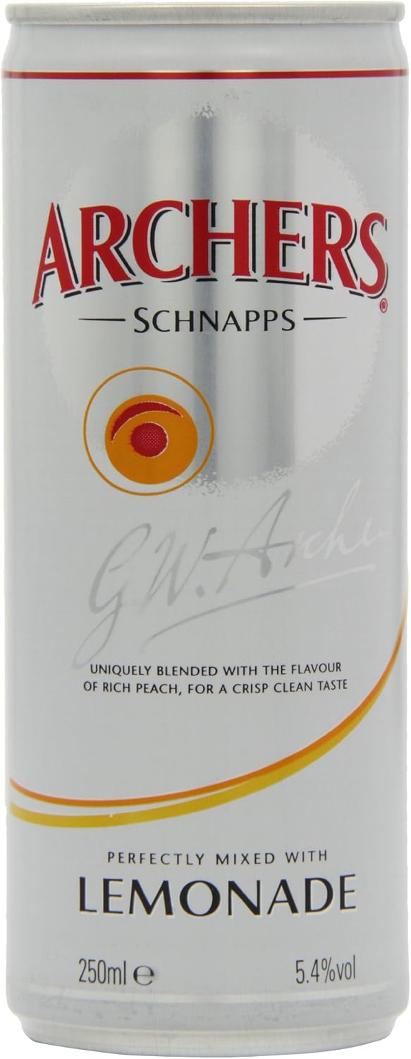 Archers Peach Schnapps and Lemonade Premixed Can, 12 x 250 ml Amazon