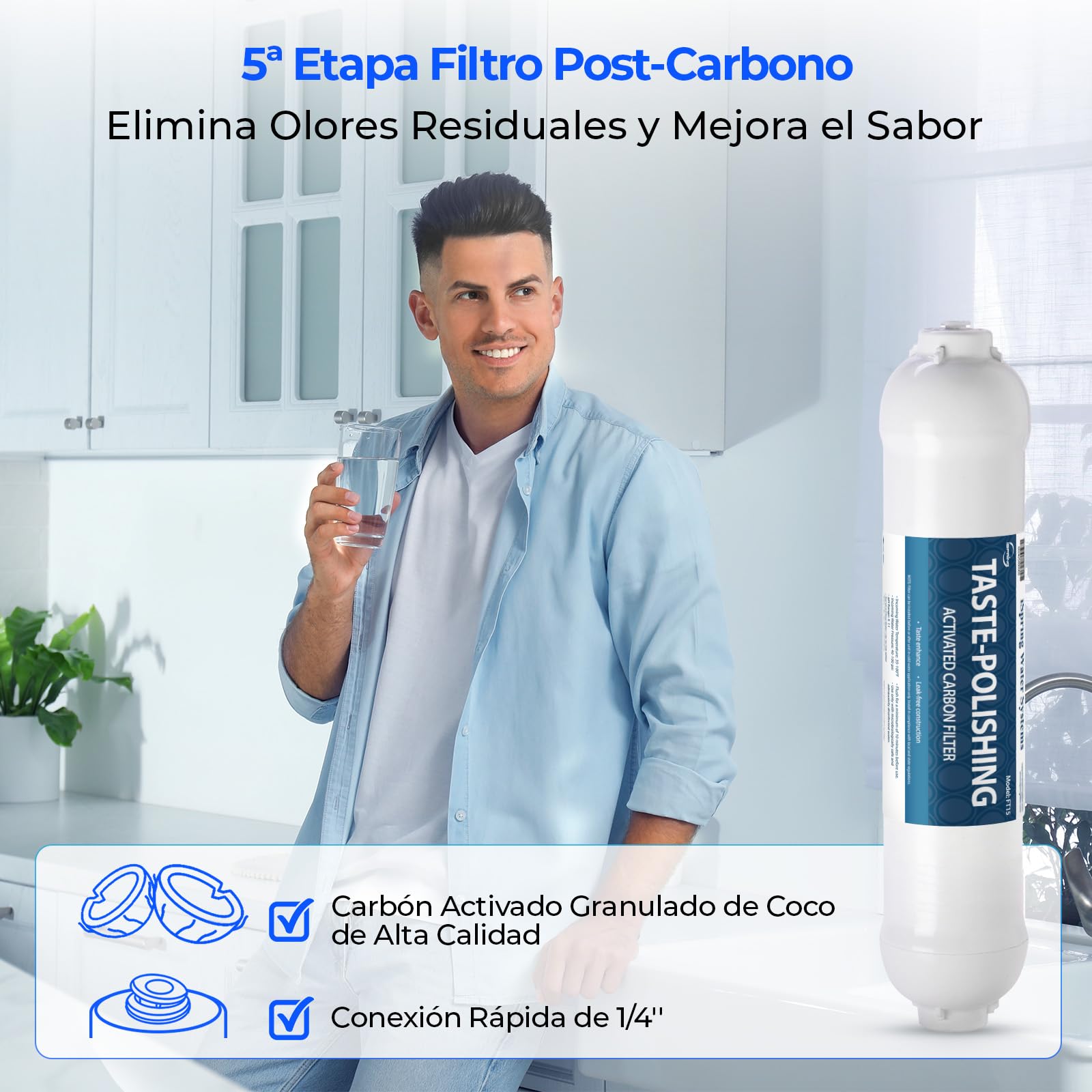 iSpring F6K75 Filtros de Repuesto Ósmosis Inversa 6 Etapas Bajo Fregadero | Certificado NSF, 6 Piezas, Kit de 6 Meses, Filtro Mineral Alcalino, Compatible con Sistemas RO Bajo Fregadero de 6 Etapas