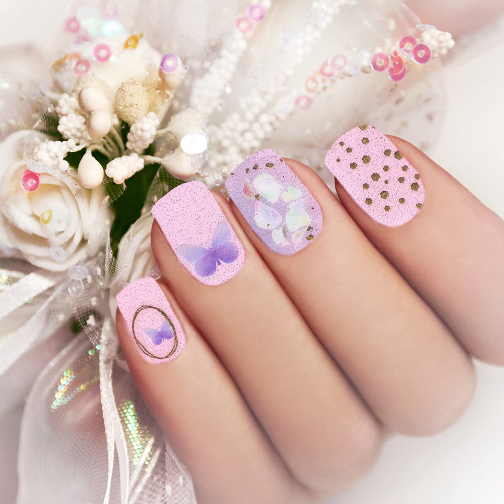 CALLARON 3 Set Adesivi per Unghie Gradiente con Decorazioni Stickers per Nail Art per Unghie Femminili Facili Applicare e Personalizzare