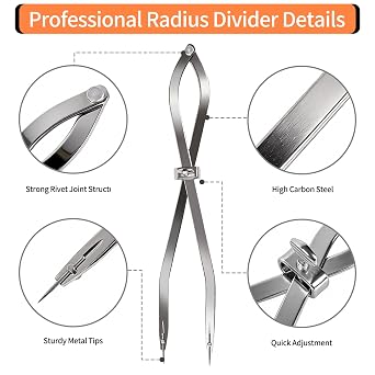 Radius Divider Tool 12 Inch, Fast Adjusting Scriber for Sheet Metal Fabrication & Layout Work, Resharpenable Replaceable Points, Metalworking Woodworking Insulation Tool, Draws Circles Up to 32 Inches