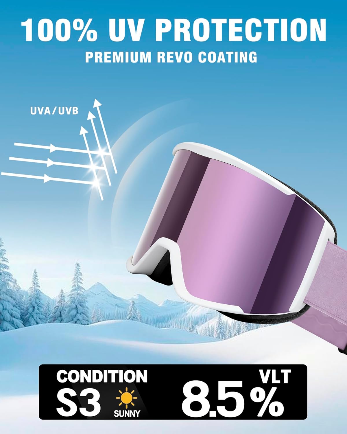 AVV OTG Ski Goggles for Men Women & Youth，Snow/Snowboard Goggles Anti Fog UV Protection - Image 3