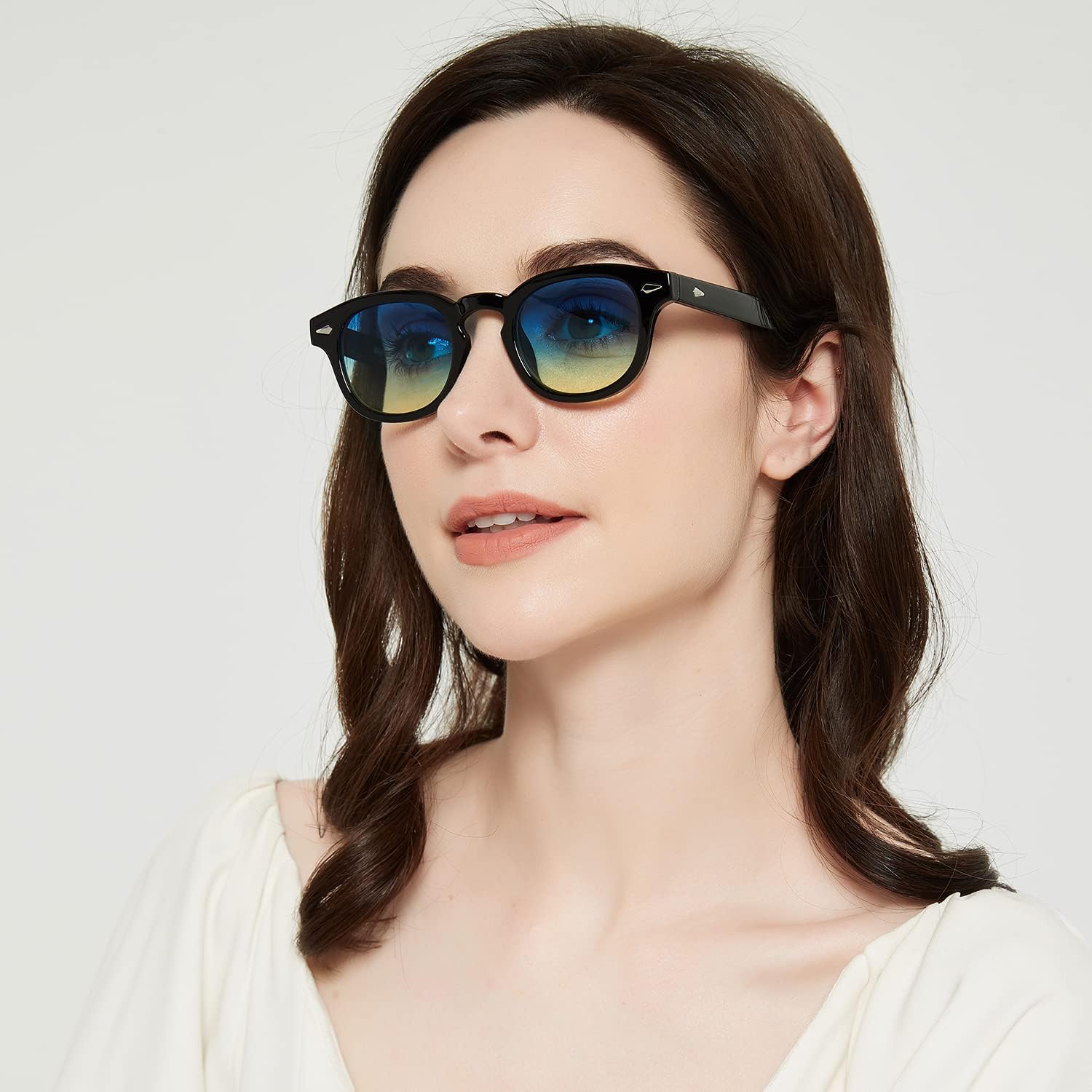 WONAVEHY Occhiali da sole Mens Womens Unisex Retro occhiali da sole per gli uomini donne Pirata Capitano Johnny Depp Stile Vintage Rotondo Stile Occhiali da sole colorati per gli uomini Signore Moda