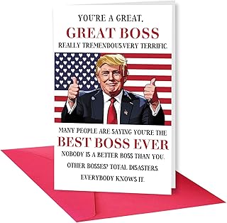 Ygyhiey Happy Donald Trump Boss Card, Funny Boss’s Cards for Leader Manager, Funny Boss's Day Cards,Bosses Birthday Gift From Staff, Best Boss Ever Card