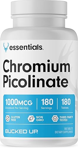 Miniatura 1 de Bucked Up Picolinato de cromo 1000mcg por porción, Bucked Up Essentials (180 porciones, 180 tabletas)