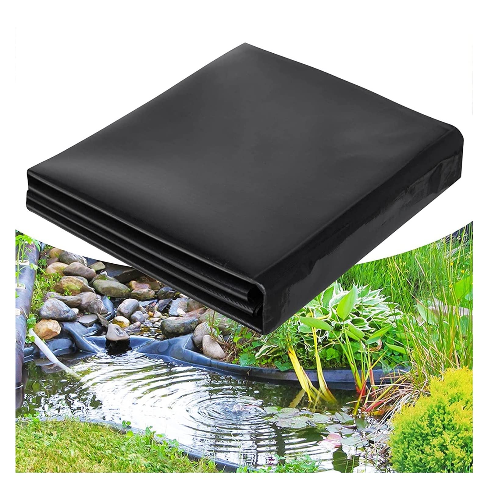 Bâche bassin noir HDPE pour étang jardin d'eau et fontaine 6x15m