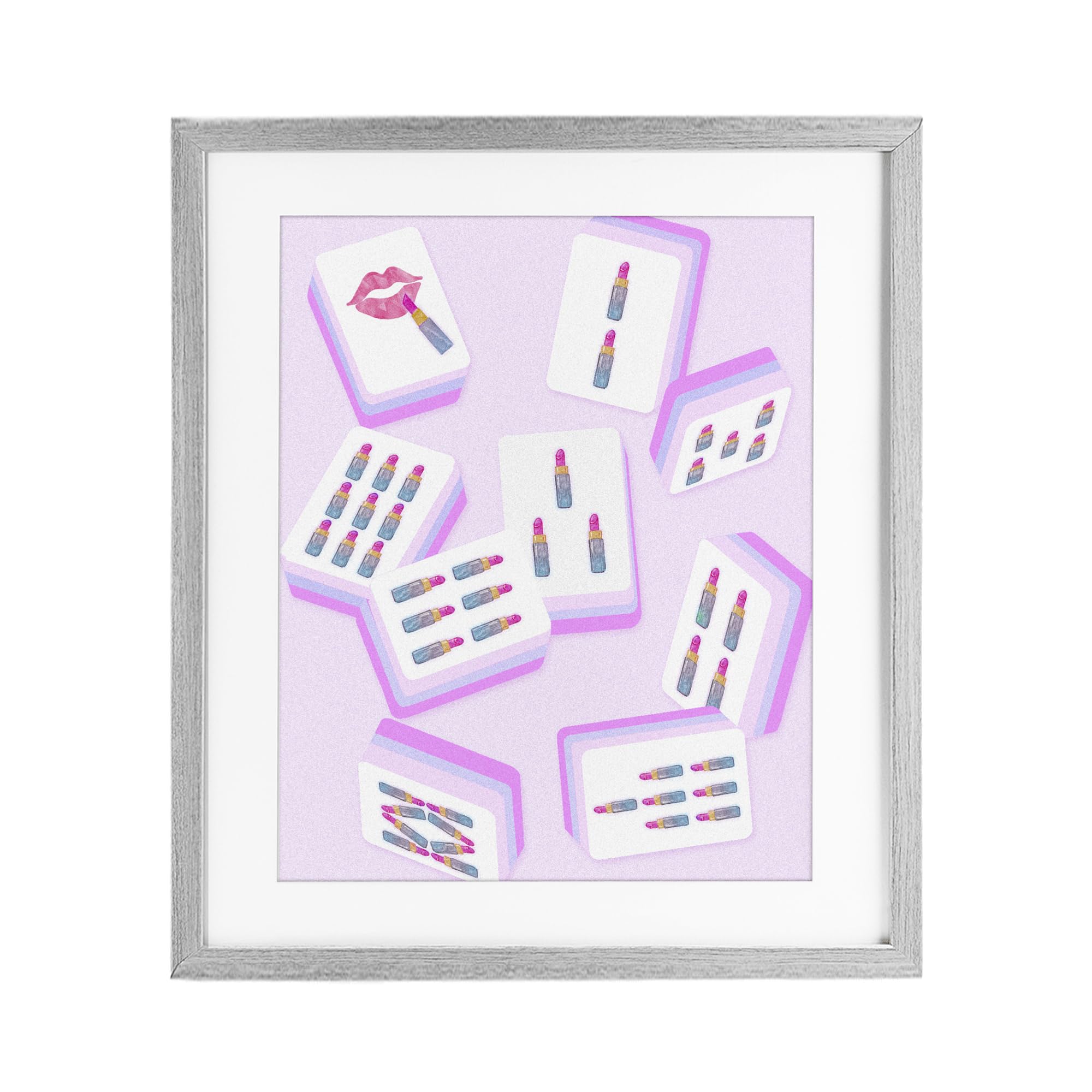 Glam Lipstick Mahjong Tiles, stampa con cornice sotto vetro, 33 x 40 cm