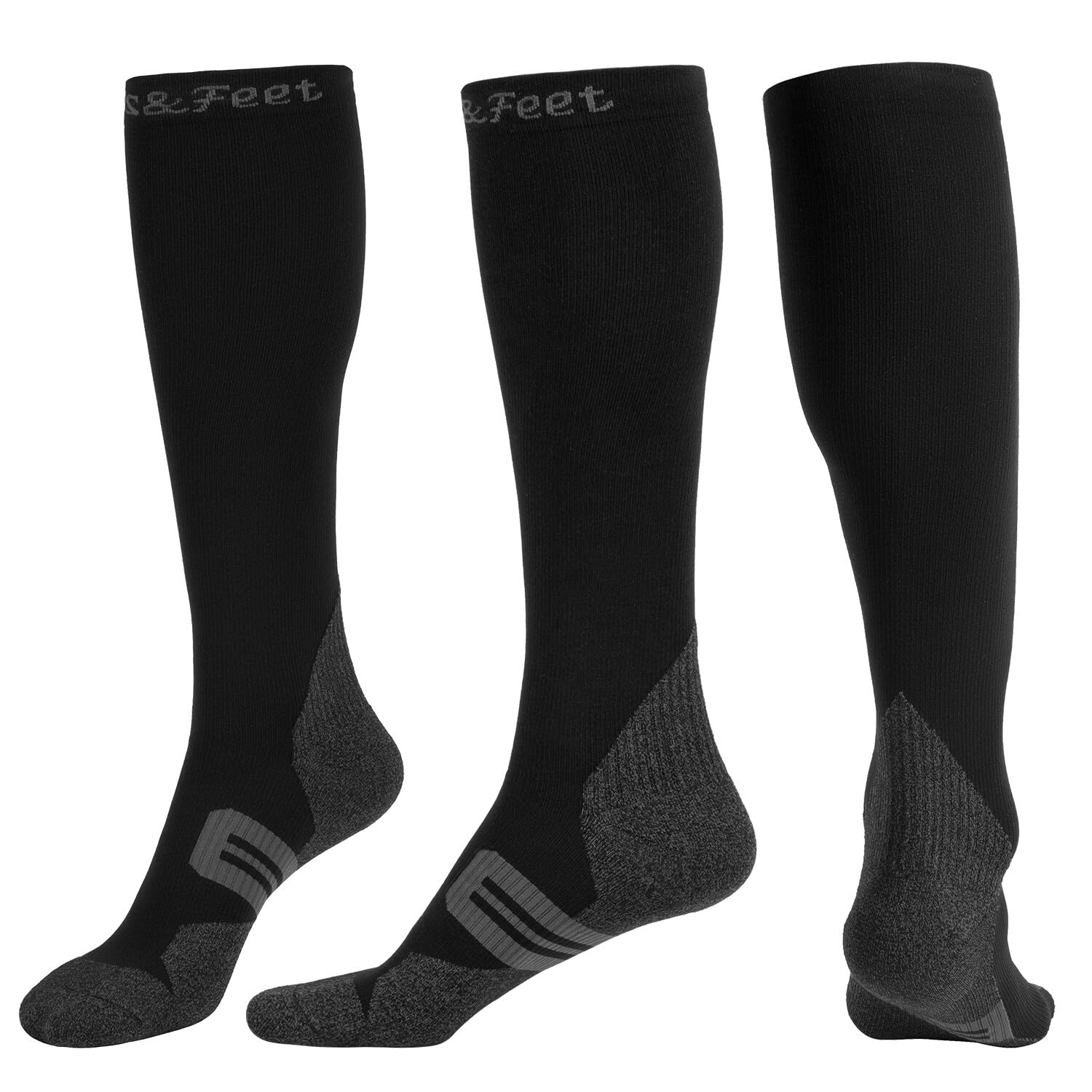 Toes&Feet Men's and Women's 3 Pairs Black Anti Odor Quick Dry - Compression Socks | Mubboo