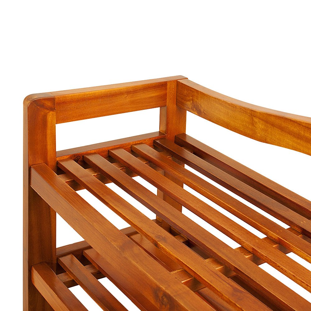 Casaria Scarpiera 74x26x42cm Max 80Kg 2 Ripiani Legno D'acacia Scaffale Porta Scarpe Design Rustico