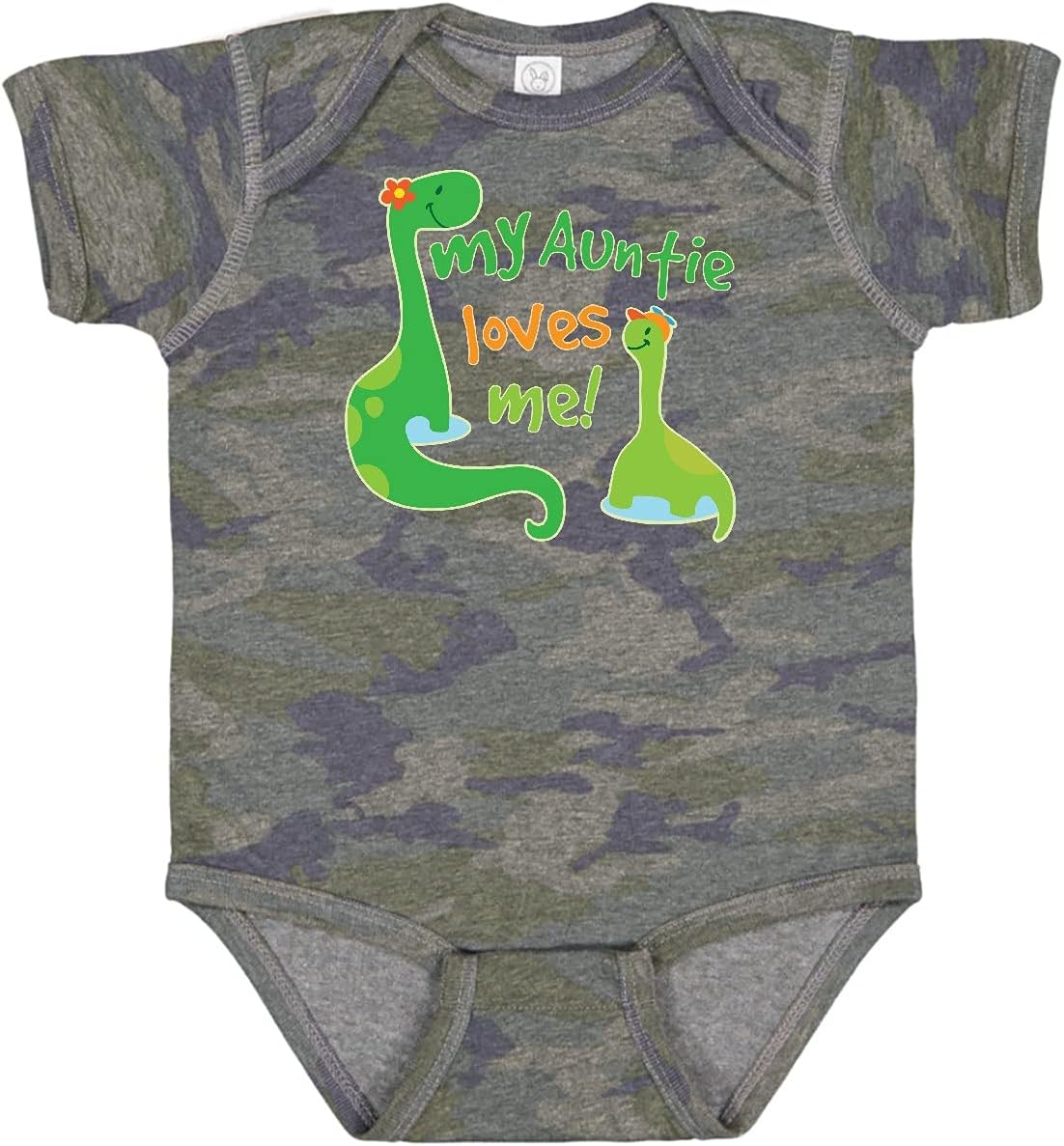 inktastic My Auntie Loves Me Dinosaur Baby Bodysuit