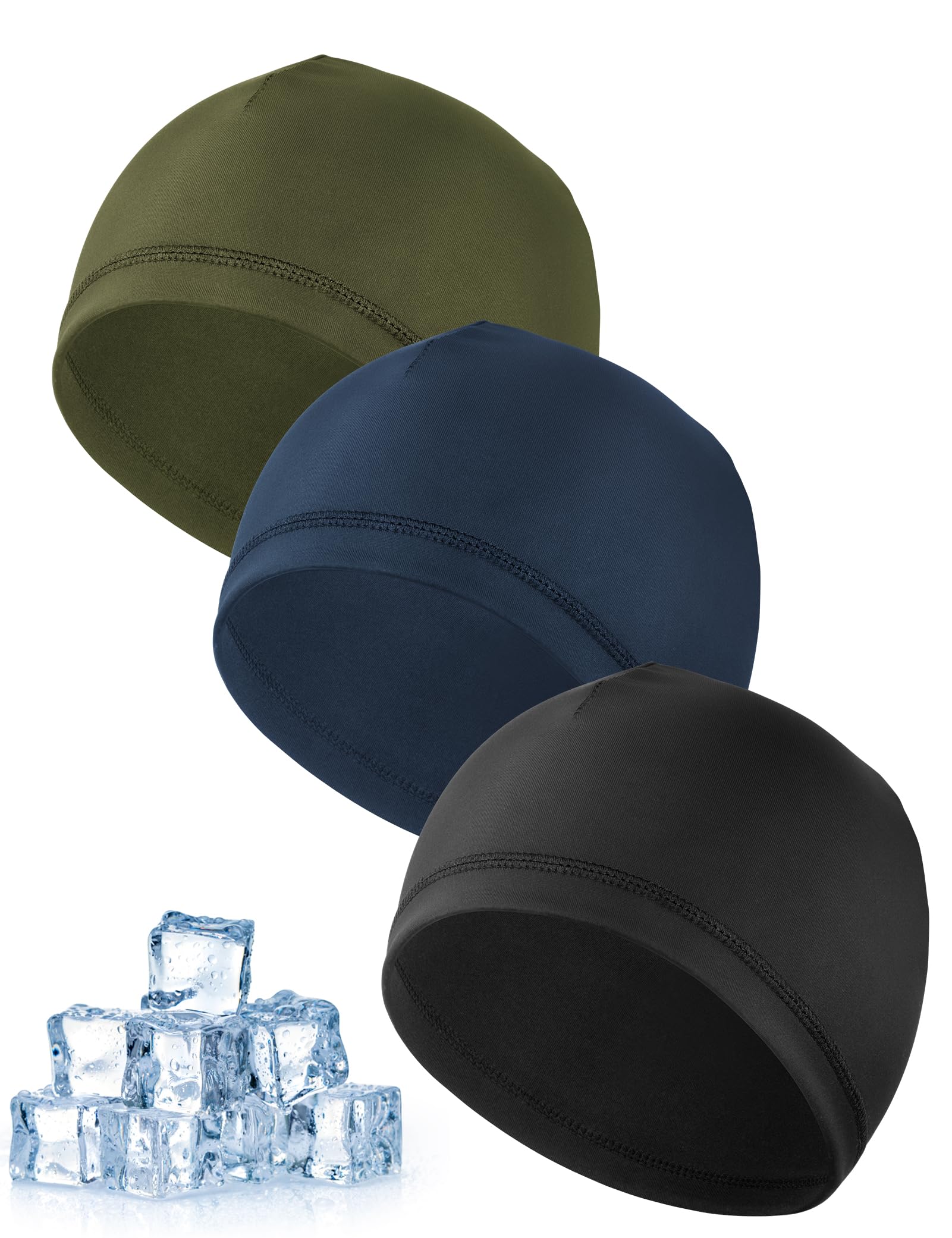 MELLIEX 3 Stück Cooling Fahrradmütze Unter Helm, Atmungsaktiver Eisseidenhut Sommer Sportmütze Multifunktionale Skull Cap für Herren Damen