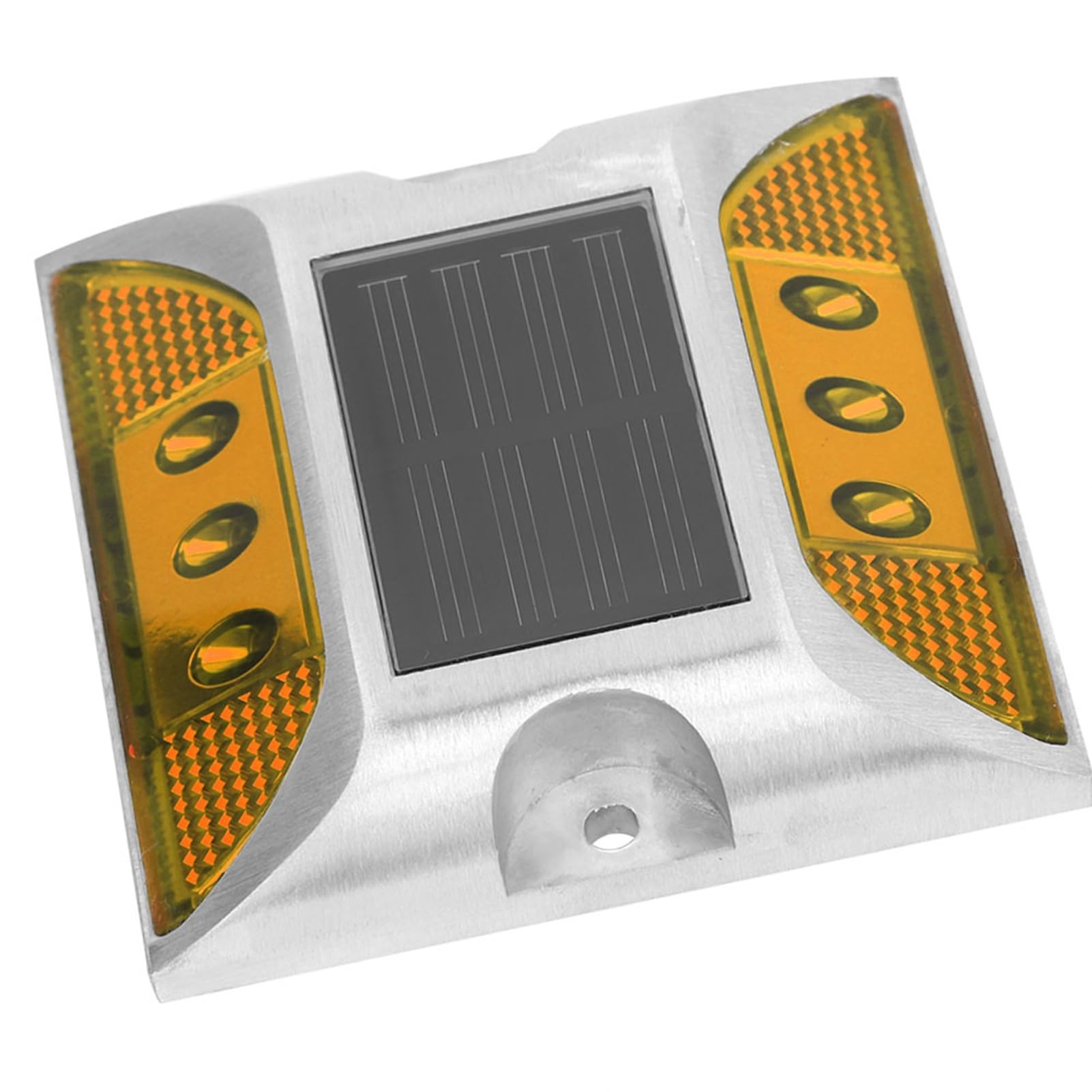 Luces de Marcador de Tierra LED de Energía Solar Lámpara de Carretera Al Aire Libre Impermeable Duradera para Entrada 4.1x4.1in Amarillo (YELLOW)