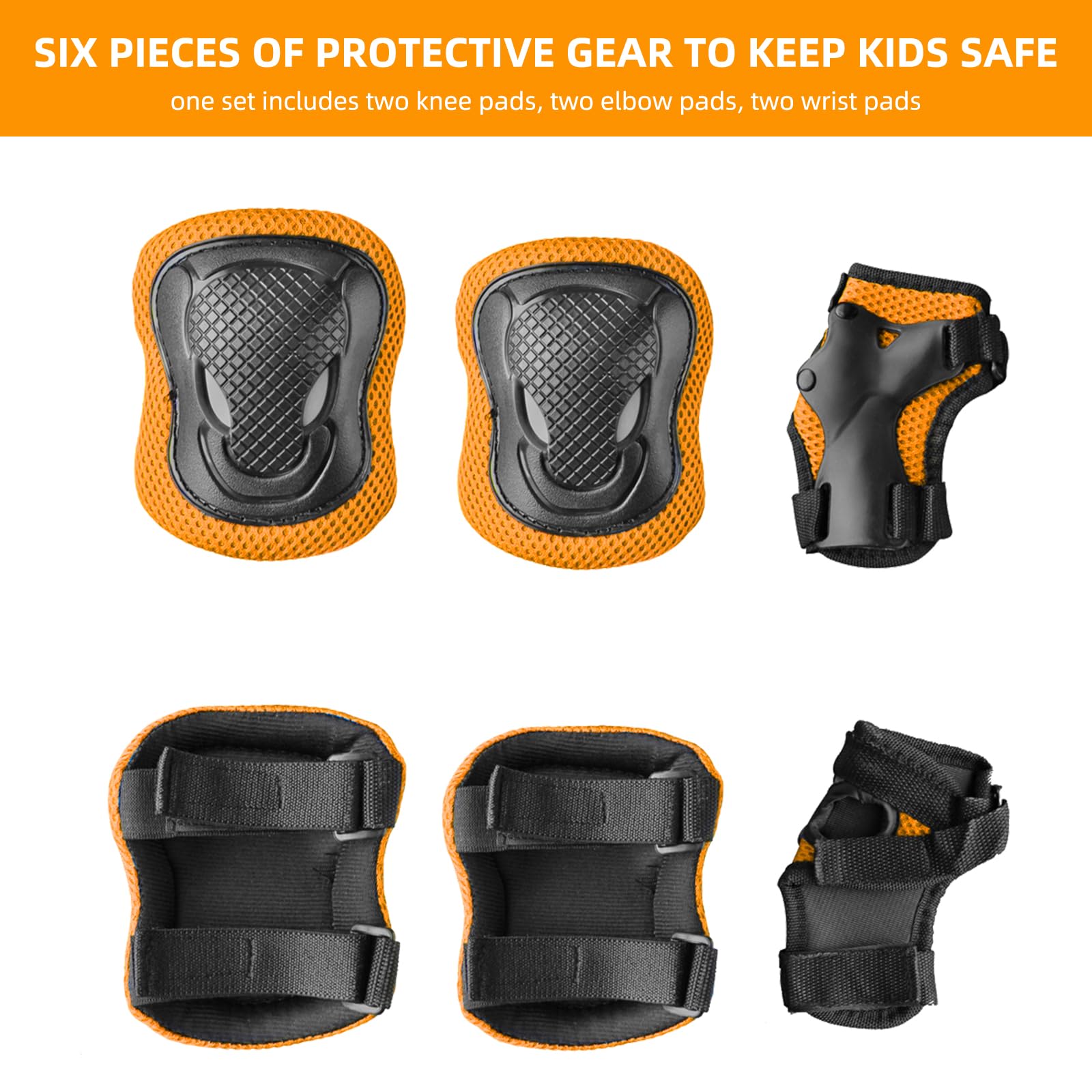 KORIMEFA Casco Bici Protezioni Set per Bambini Ginocchiere Gomitiere e Protezione Polso per Bambini da 3-13 Anni, Casco per Hoverboard, Pattini in Linea, BMX e Bicicletta