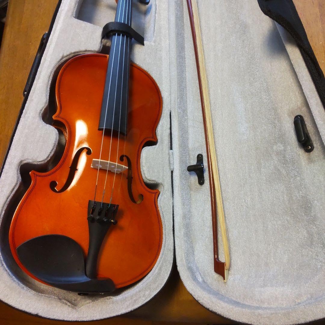 オレンジ色 バイオリン 本体と弓 ハードケース 新品！オレンジ色