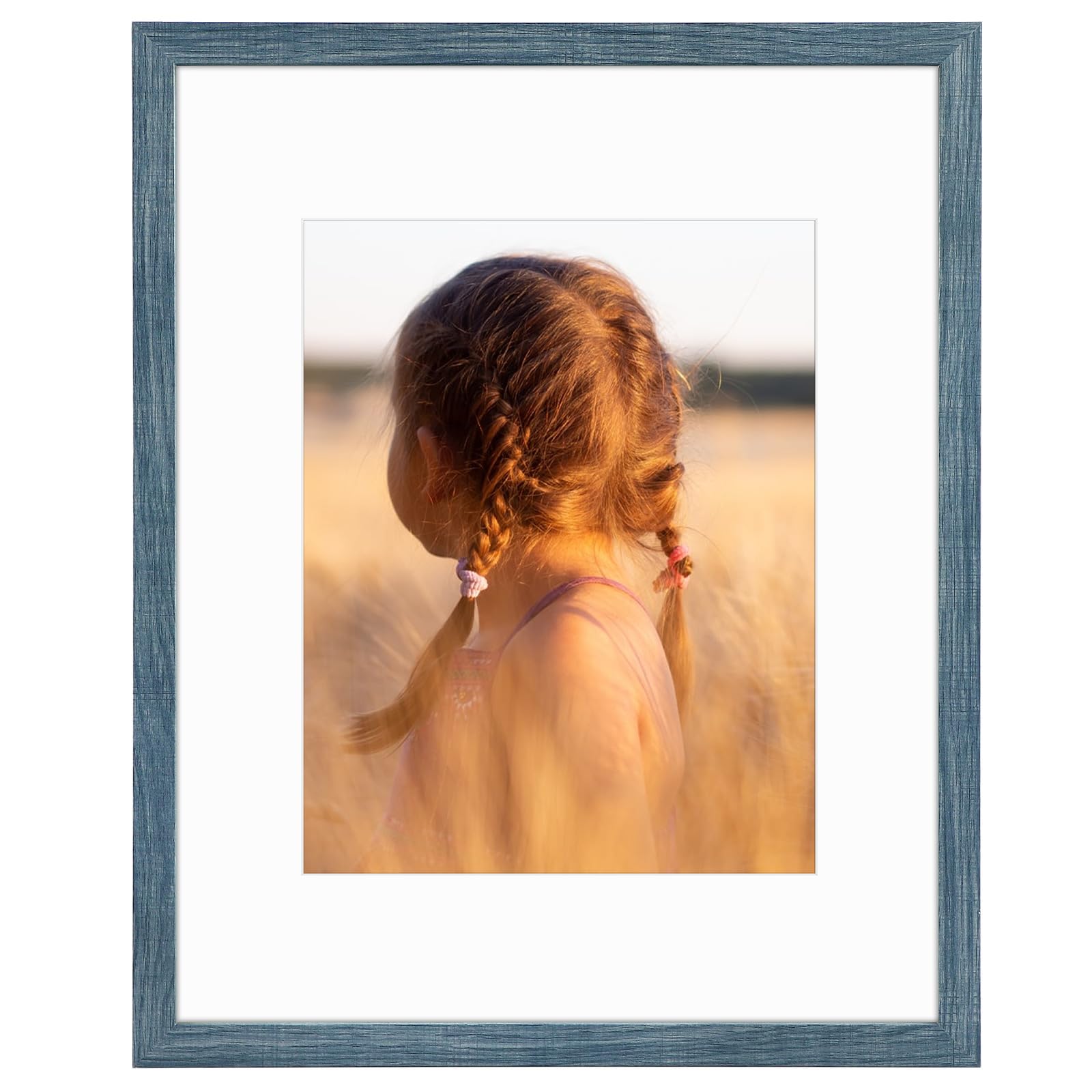 Golden State Art, 16X20 Picture Frame with Mat for 11X14 - High Definition Glass Wall Mounting Horizontal Vertical Display (Blue, 1 Pack)