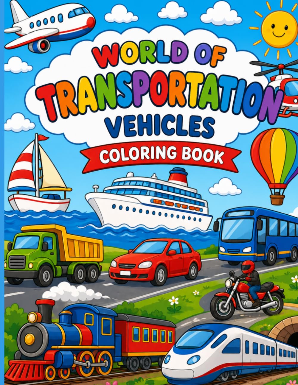 World Of Transportation Vehicles: 33 Fun Vehicle Themed Coloring pages to Spark Creativity with Cars, Trucks, Trains, Planes, and More (Ages 4–8)