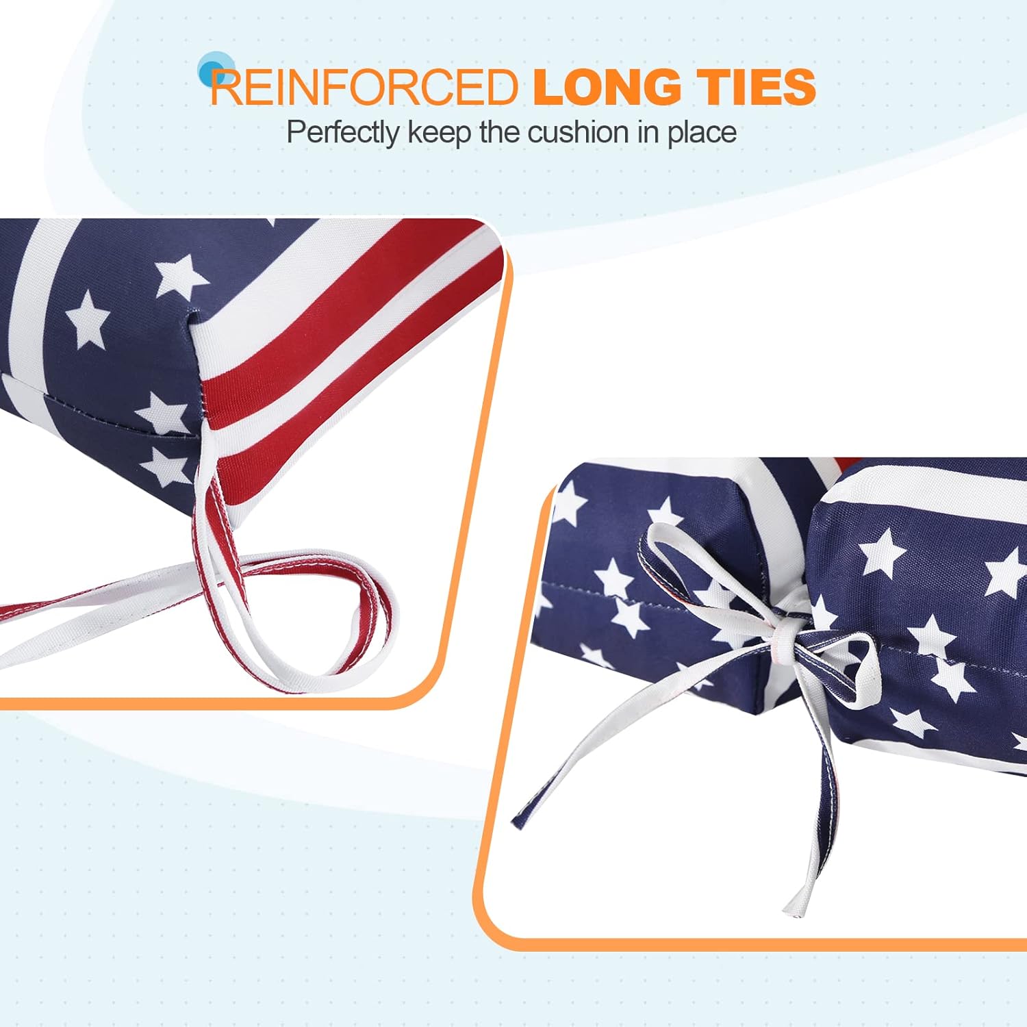 EAGLE PEAK Tufted Outdoor/Indoor Seat/Back Chair Cushions, Set of 2, 42'' x 21'', American Flag