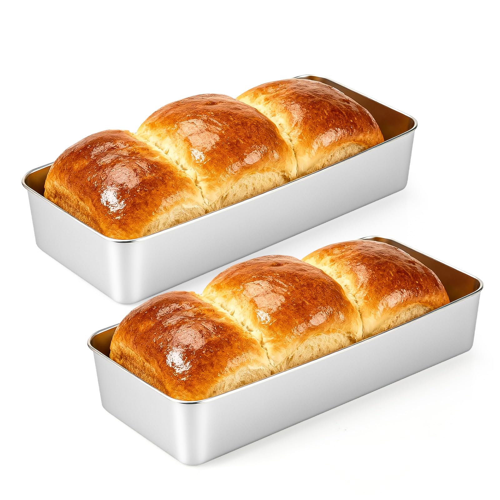 VINATO Set de 2 Bandeja de Horno de Acero Inoxidable,Rectangular Honda,Bandejas Acero Inoxidable,Bandeja de Grasa para Hornear Cocinar