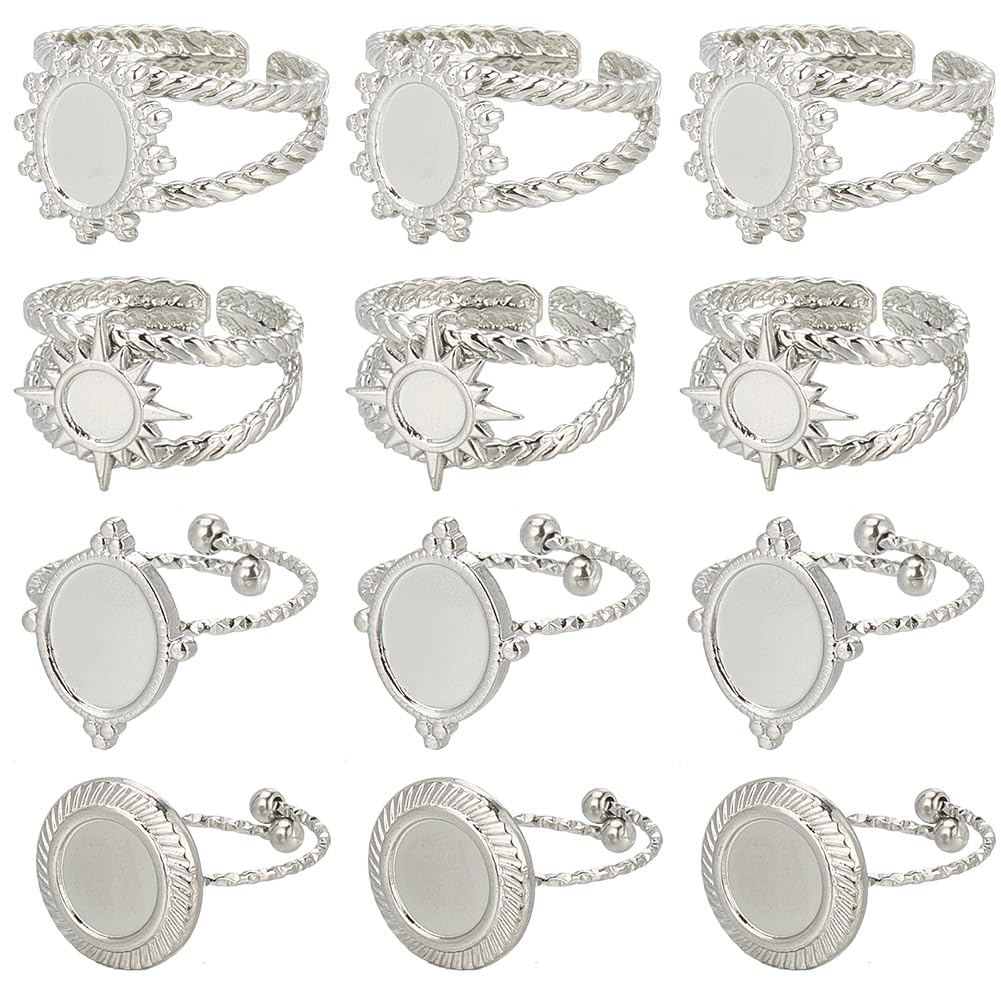 Bagues acier inoxydable réglables à cabochon vierge pour créer des bijoux durables sans ternir