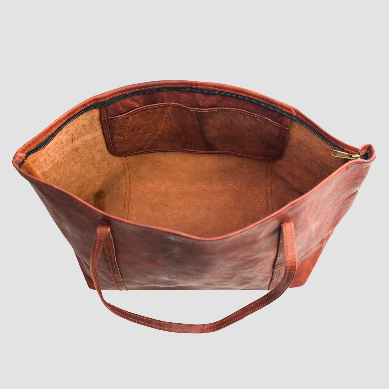 LEABAGS Bolso de Mano Mujer | Shopper de Cuero Genuino Premium | Bolsa de Negocios para Portátil de hasta 16" | Bolsa de Transporte para Trabajo, Universidad, Escuela, Tiempo Libre o Compras | Marrón