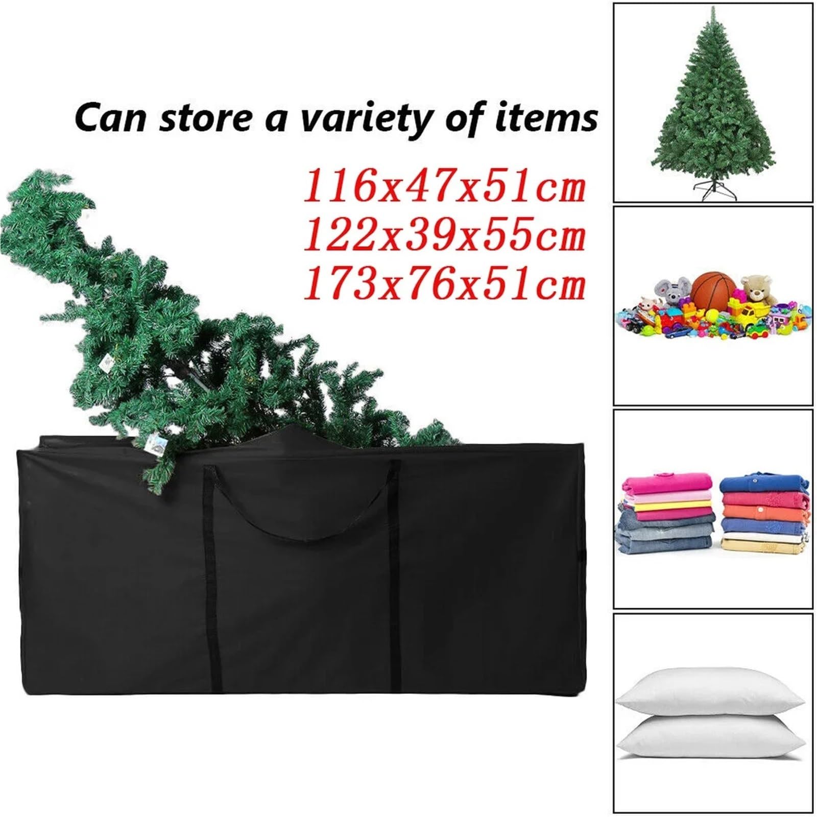 Borsa portaoggetti nera in tessuto Oxford resistente e impermeabile, coperture for set di mobili da giardino, organizer Per Cuscini(122x39x55cm)