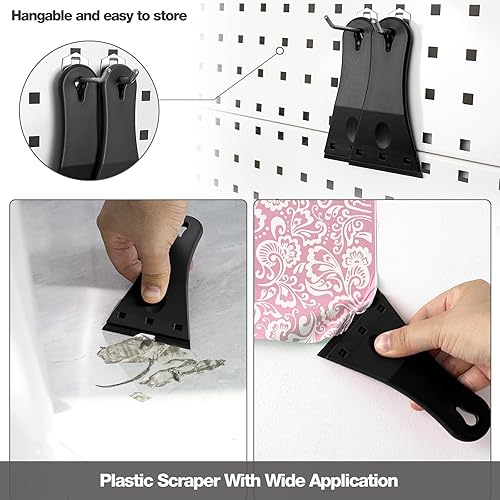 Miniatura 8 de Gomake Kit de raspador de hoja de afeitar de plástico, raspador de hoja de afeitar de bloqueo con tapa de seguridad, raspador de placa de cocina de