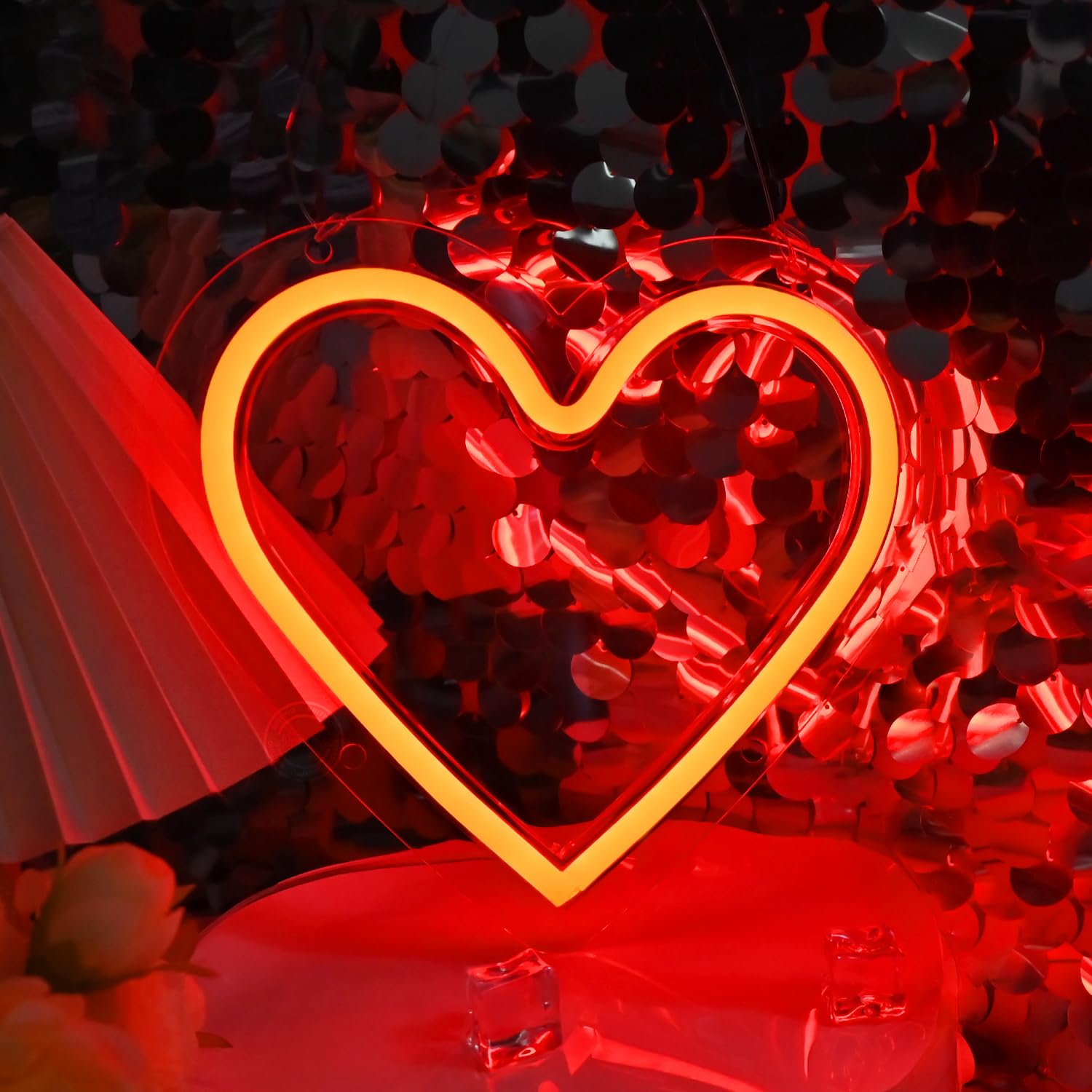 Britrio Red Heart Neon Sign LED Decorative Night Lamp for Girl's Room Dorm Bedroom Wall Decor Neon Heart Light Sign Valentines Day Wedding Anniversary Birthday Party Home Decor Battery or USB Powered