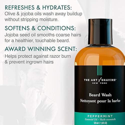 Vista 2 de The Art of Shaving Beard Wash - Deja el cabello limpio y suave, elimina la suciedad, el aceite y las impurezas, menta, 4 onzas líquidas