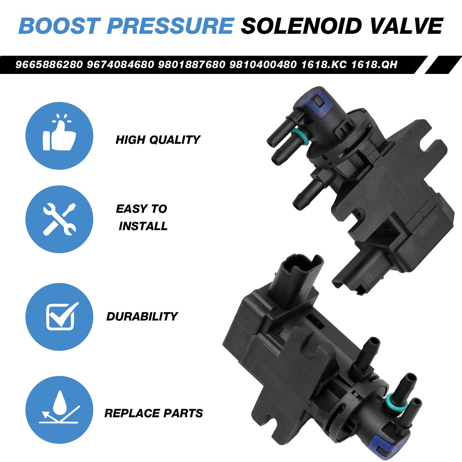 Elettrovalvola a solenoide turbo adatta per Citr-oen C3 DS3 Peugeot 3008 208 2008 9665886280 9674084680 9801887680 9810400480 1618.KC 1618.QH